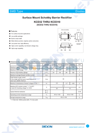 KCD310 datasheet - Surface Mount Schottky Barrier Rectifiier