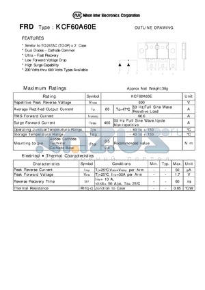 KCF60A60E datasheet - FRD - Low Forward Voltage Drop