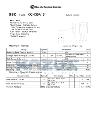 KCH30A15 datasheet - Schottky Barrier Diode