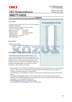 MR27V1652L datasheet - 1M-Word x 16-Bit or 2M-Word x 8-Bit P2ROM