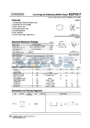 KCP1017 datasheet - HIGH VOLTAGE SOLID STATE RELAY - MOSFET OUTPUT