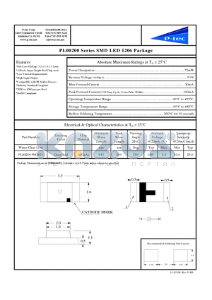PL00200-WCR21 datasheet - SMD LED 1206 Package