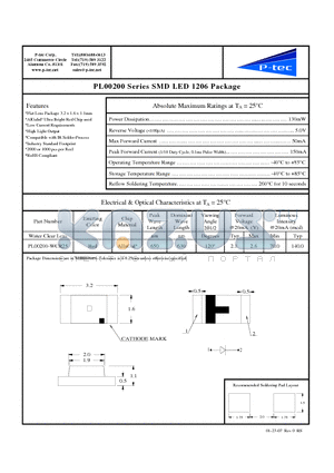 PL00200-WCR25 datasheet - SMD LED 1206 Package
