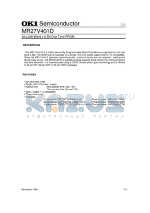 MR27V401D datasheet - 524,288-Word x 8-Bit One Time PROM