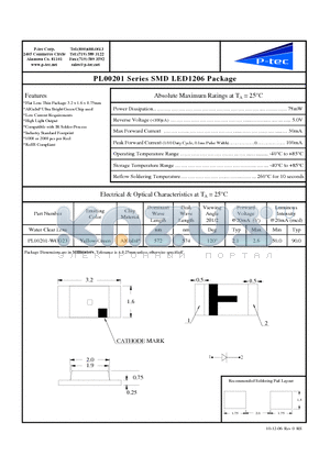 PL00201-WCG23 datasheet - SMD LED1206 Package