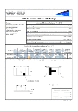 PL00201-WCR12 datasheet - SMD LED 1206 Package