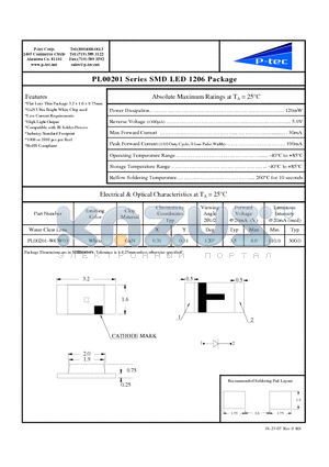 PL00201-WCW03 datasheet - SMD LED 1206 Package