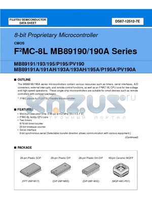 MB89191 datasheet - 8-bit Proprietary Microcontroller