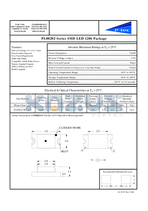 PL00202-WCA02 datasheet - SMD LED 1206 Package