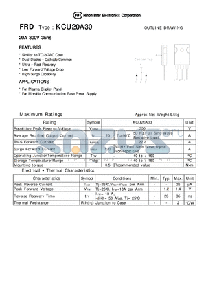 KCU20A30 datasheet - FRD - Low Forward Voltage Drop