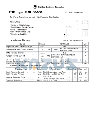 KCU20A60 datasheet - FRD - Low Forward Voltage Drop