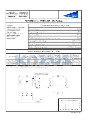 PL00202-WCG13 datasheet - SMD LED 1206 Package