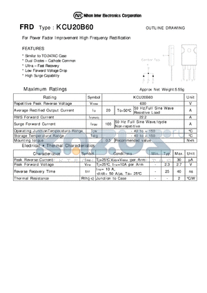 KCU20B60 datasheet - FRD - Low Forward Voltage Drop