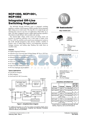NCP1000P datasheet - Integrated Off−Line Switching Regulator