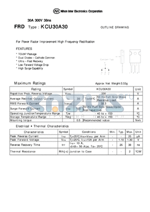 KCU30A30 datasheet - FRD - Low Forward Voltage Drop