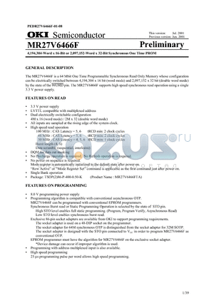 MR27V6466FTA datasheet - 4,194,304-Word x 16Bit or 2,097,152-Word x 32-Bit Synchronous One Time PROM