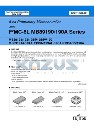 MB89193 datasheet - 8-bit Proprietary Microcontroller CMOS