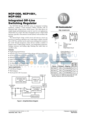 NCP1002 datasheet - Integrated Off-Line Switching Regulator