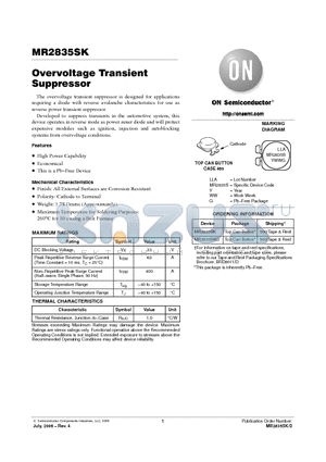 MR2835SKG datasheet - Overvoltage Transient Suppressor