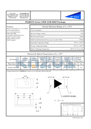 PL00233-WCA02 datasheet - SMD LED 0603 Package