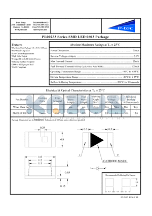 PL00233-WCG13 datasheet - SMD LED 0603 Package