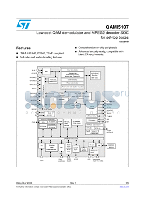 QAMI5107 datasheet - Low-cost QAM demodulator and MPEG2 decoder SOC for set-top boxes