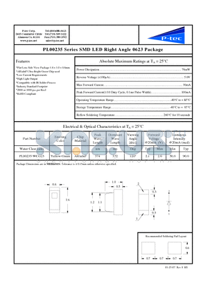 PL00235-WCG23 datasheet - SMD LED Right Angle 0623 Package