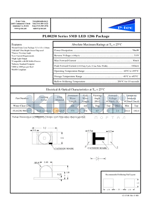 PL00250-WCG17 datasheet - SMD LED 1206 Package