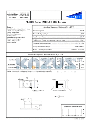 PL00250-WCR21 datasheet - SMD LED 1206 Package