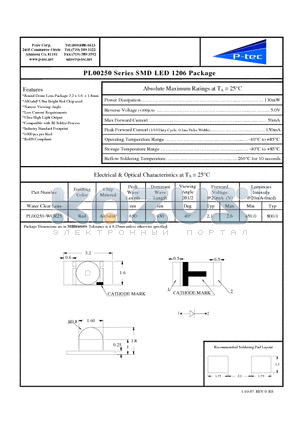 PL00250-WCR25 datasheet - SMD LED 1206 Package