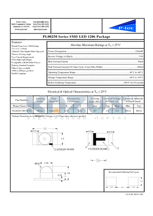 PL00250-WCW04 datasheet - SMD LED 1206 Package