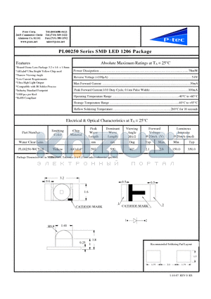 PL00250-WCY08 datasheet - SMD LED 1206 Package