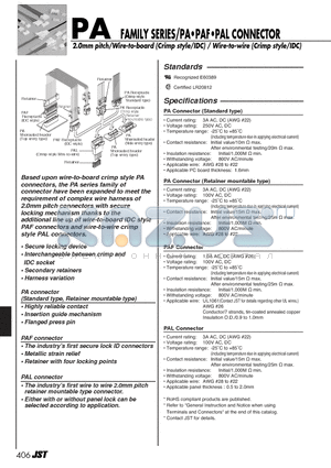 PAP-02V-S datasheet - 2.0mm pitch/Wire-to-board (Crimp style/IDC) / Wire-to-wire (Crimp style/IDC)