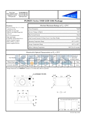 PL00251-WCR08 datasheet - SMD LED 1106 Package