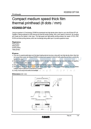 KD2002-DF10A_07 datasheet - Compact medium speed thick film thermal printhead (8 dots / mm)