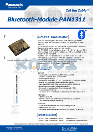 PAN1311 datasheet - Bluetooth-Module