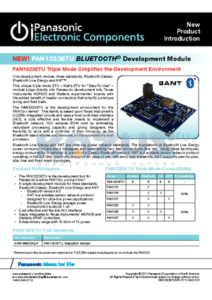 PAN1315 datasheet - PAN1323ETU Triple Mode Simplifies the Development Environment