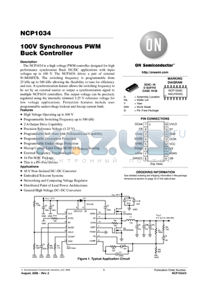 NCP1034DR2G datasheet - 100V Synchronous PWM Buck Controller