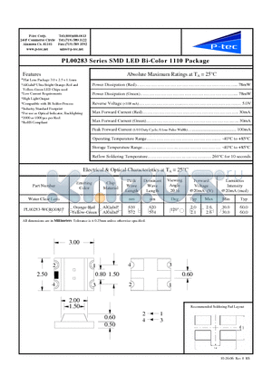 PL00283-WCRG0817 datasheet - SMD LED Bi-Color 1110 Package
