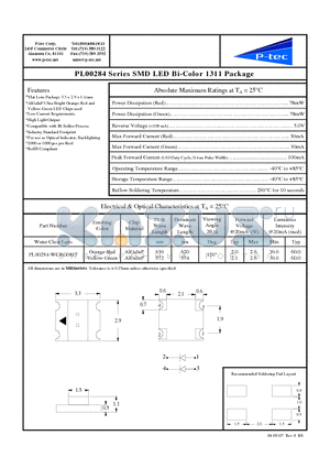 PL00284-WCRG0817 datasheet - SMD LED Bi-Color 1311 Package