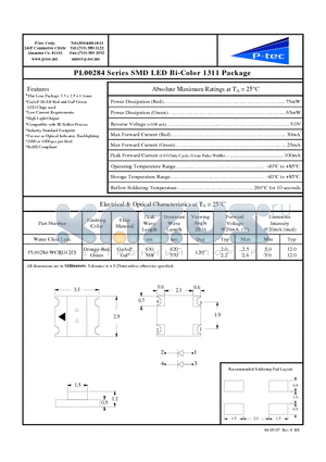 PL00284-WCRG1213 datasheet - SMD LED Bi-Color 1311 Package