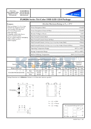 PL00286-WCRGB250508 datasheet - Tri-Color SMD LED 1214 Package