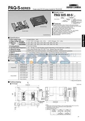 PAQ100S48-1R2 datasheet - Single output DC-DC power module for TELECOM