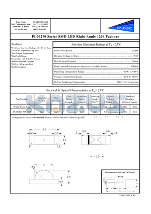 PL00290-WCB08 datasheet - SMD LED Right Angle 1204 Package