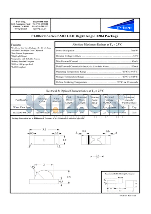 PL00290-WCG17 datasheet - SMD LED Right Angle 1204 Package