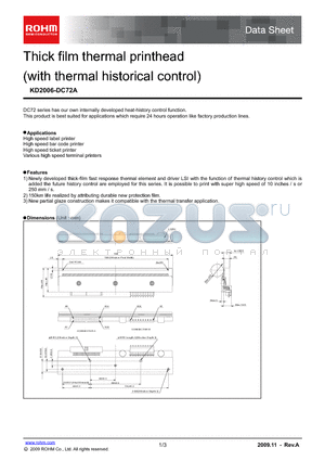 KD2006-DC72A datasheet - Thick film thermal printhead (with thermal historical control)