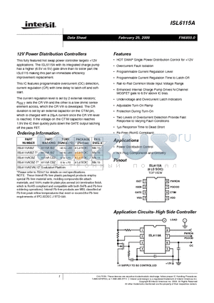 ISL6115AEVAL1Z datasheet - 12V Power Distribution Controllers