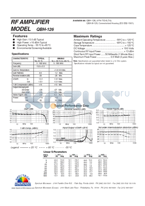 QBH-126 datasheet - RF AMPLIFIER