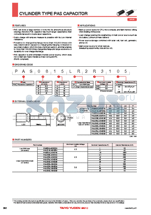 PAS0815LA2R3105 datasheet - CYLINDER TYPE PAS CAPACITOR