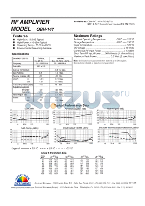 QBH-147 datasheet - RF AMPLIFIER